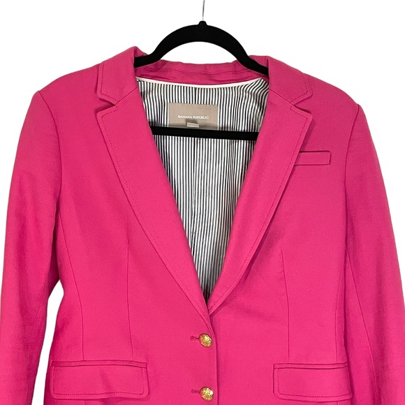 Banana Republic Hot Pink Barbie Flirty Pink Core Career 2 Button Blazer SZ 10 - Picture 7 of 8